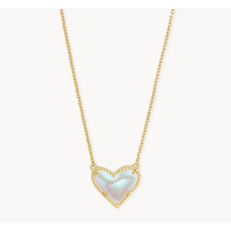 Ari Heart Gold Pendant Necklace in Dichroic Glass