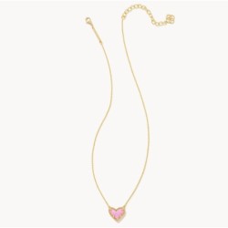 Kendra Scott Ari Heart Gold Pendant Necklace in Bubblegum Pink