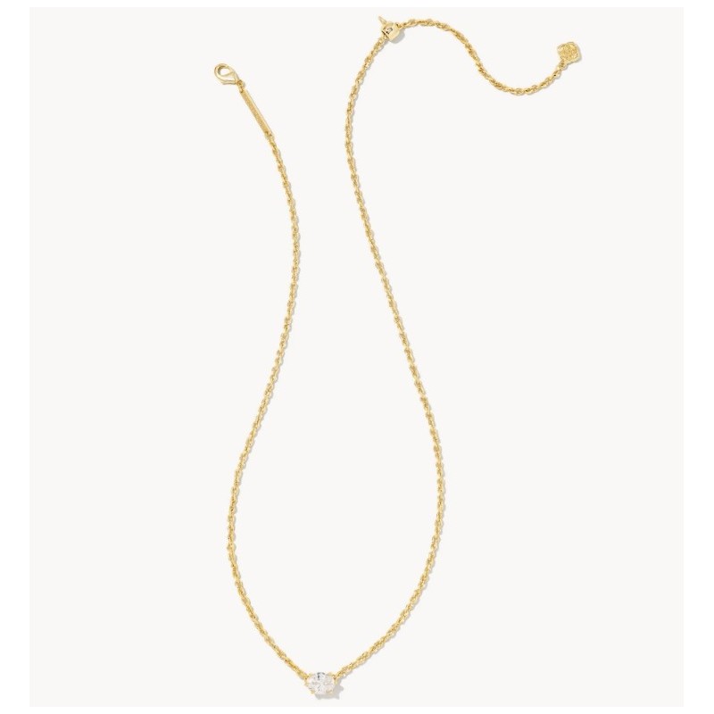 Kendra Scott Cailin Gold Pendant Necklace in White Crystal