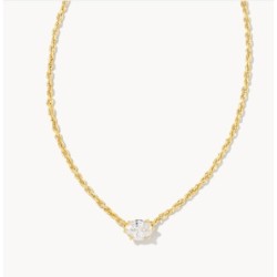 Kendra Scott Cailin Gold Pendant Necklace in White Crystal