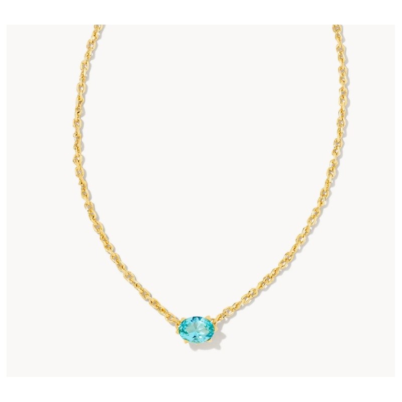 Kendra Scott Cailin Gold Pendant Necklace in Aqua Crystal