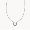 Noble Vintage Silver Horseshoe Pendant Necklace in Variegated