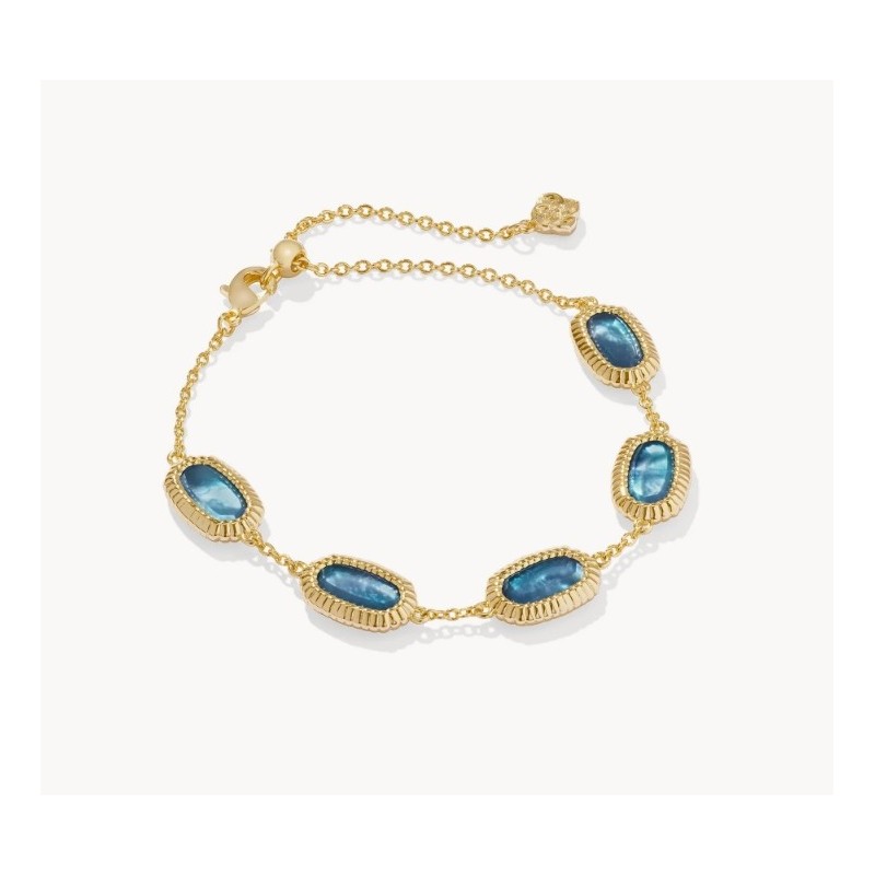 Grayson Gold Ridge Frame Link Bracelet in Indigo Watercolor