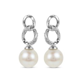 KAY White Cultured Pearl Link Drop Earrings Sterling Silver