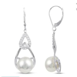 KAY-Cultured Pearl & White Raindrop Earrings Sterling Silver