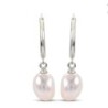 Baroque Cultured Pearl Dangle Hoop Earrings Sterling Silver