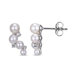 Cultured Pearl & White Lab-Created Sapphire Drop Earrings-KAY