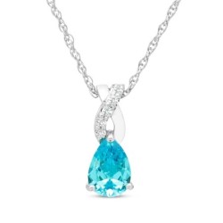 Pear-Shaped Swiss Blue Topaz Sapphire Twist Gift Set Sterling Silver