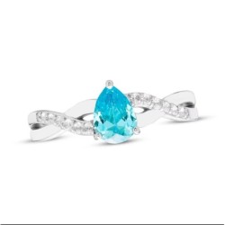 Pear-Shaped Swiss Blue Topaz Sapphire Twist Gift Set Sterling Silver