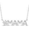 Diamond Accent "Mama" Paw Print Necklace Sterling Silver