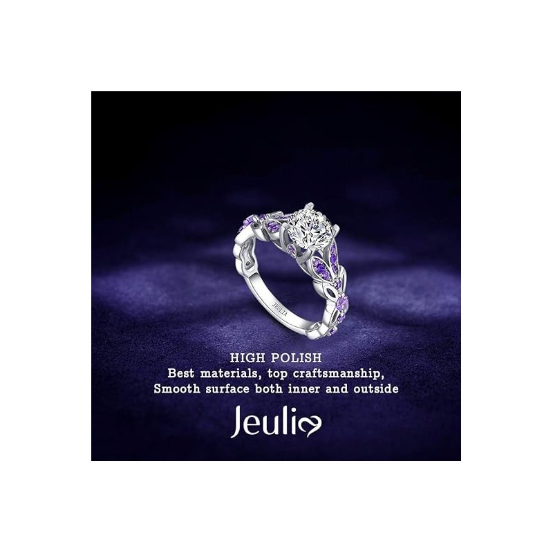 Jeulia 4.3 Carat Personalized Sterling Silver Butterfly Rings Purple