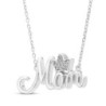 Diamond "Mom" with Crown Necklace Sterling Silver