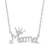 Diamond "Mama" Crown Necklace Sterling Silver