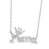 Diamond "Mama" Crown Necklace Sterling Silver