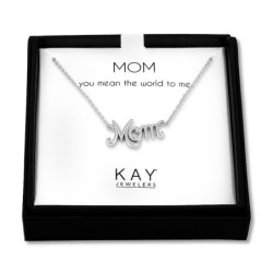 "Mom" Necklace with Diamonds Sterling Silver