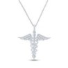 Diamond Caduceus Necklace Sterling Silver