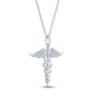 Diamond Caduceus Necklace Sterling Silver