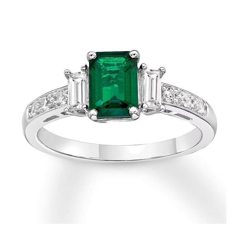 Lab-Created Emerald Ring - Ring Sterling Silver