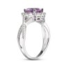 Round-Cut Amethyst & White Ring Sterling Silver