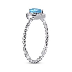 Heart-Shaped Swiss Blue  Ring Sterling Silver