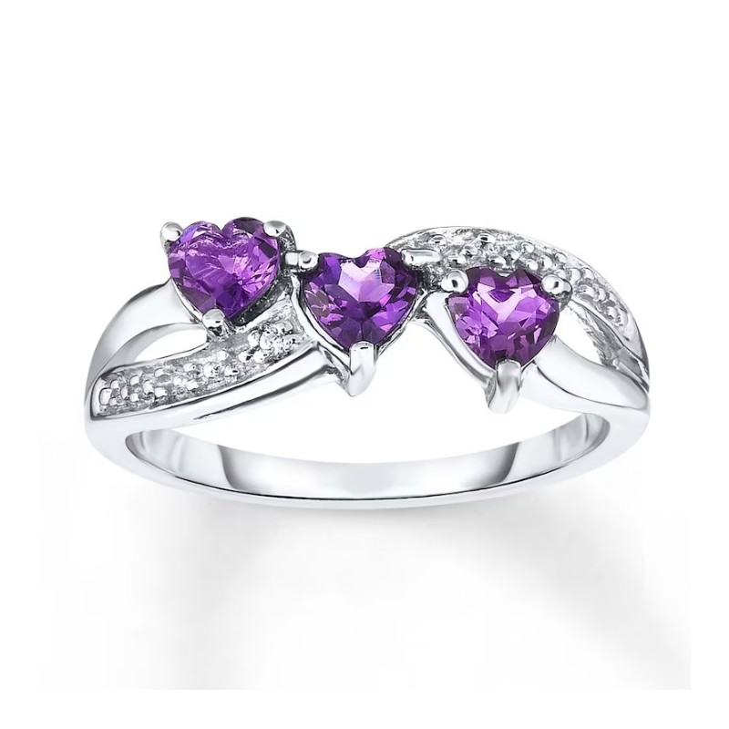 Amethyst Ring Diamond Accent Sterling Silver