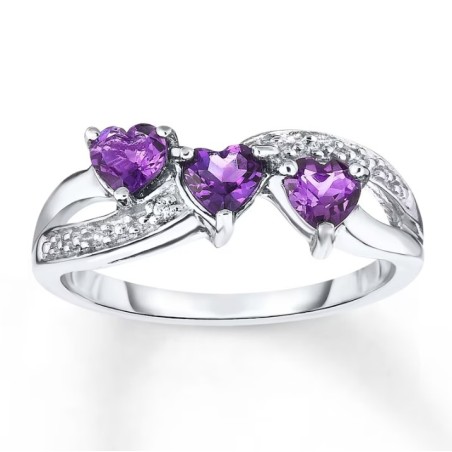 Amethyst Ring Diamond Accent Sterling Silver