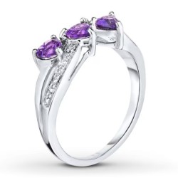 Amethyst Ring Diamond Accent Sterling Silver