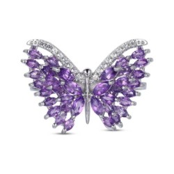 Marquise Amethyst Butterfly Ring in 925 Sterling Silver