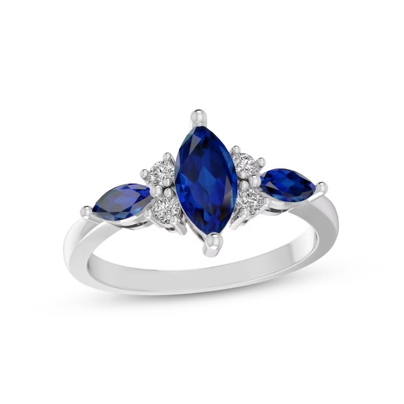 Marquise Blue Crystal Ring in Sterling Silver