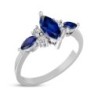 Marquise Blue Crystal Ring in Sterling Silver