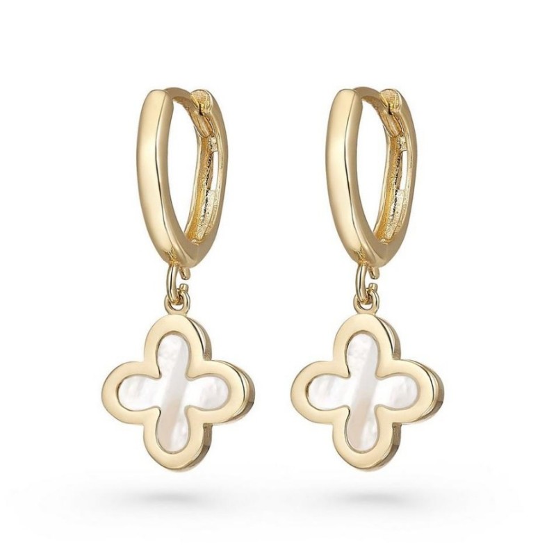 Mother of Pearl Clover Hoop Earrings