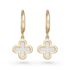 Mother of Pearl Clover Hoop Earrings