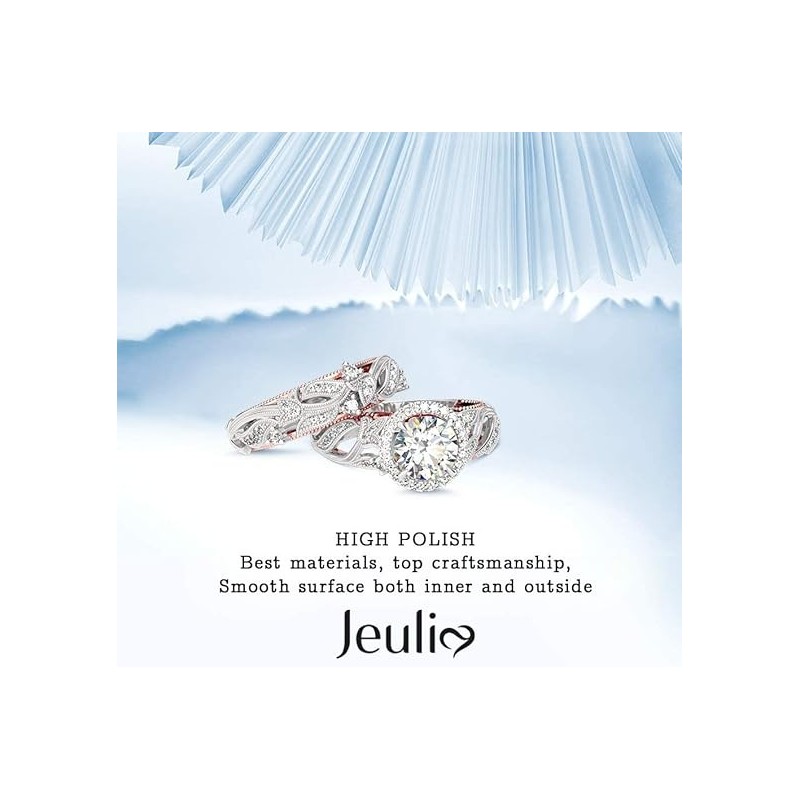 Jeulia 4 Carat Openwork  Rose Gold Round Cut Halo Engagement Ring