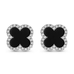 Black Four Leaf Clover Earrings