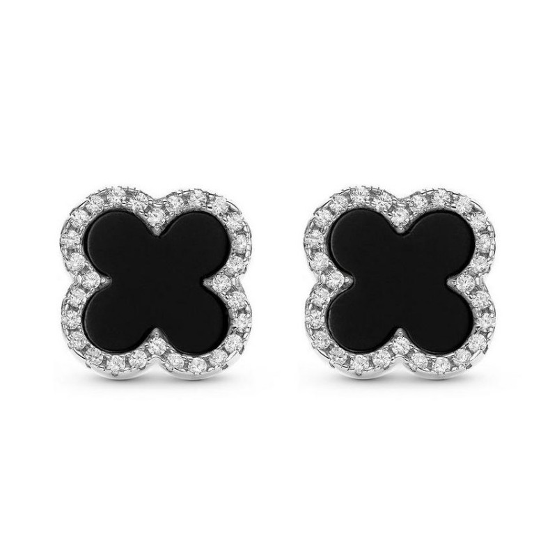 Black Four Leaf Clover Earrings