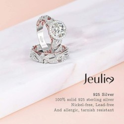 Jeulia 4 Carat Openwork  Rose Gold Round Cut Halo Engagement Ring