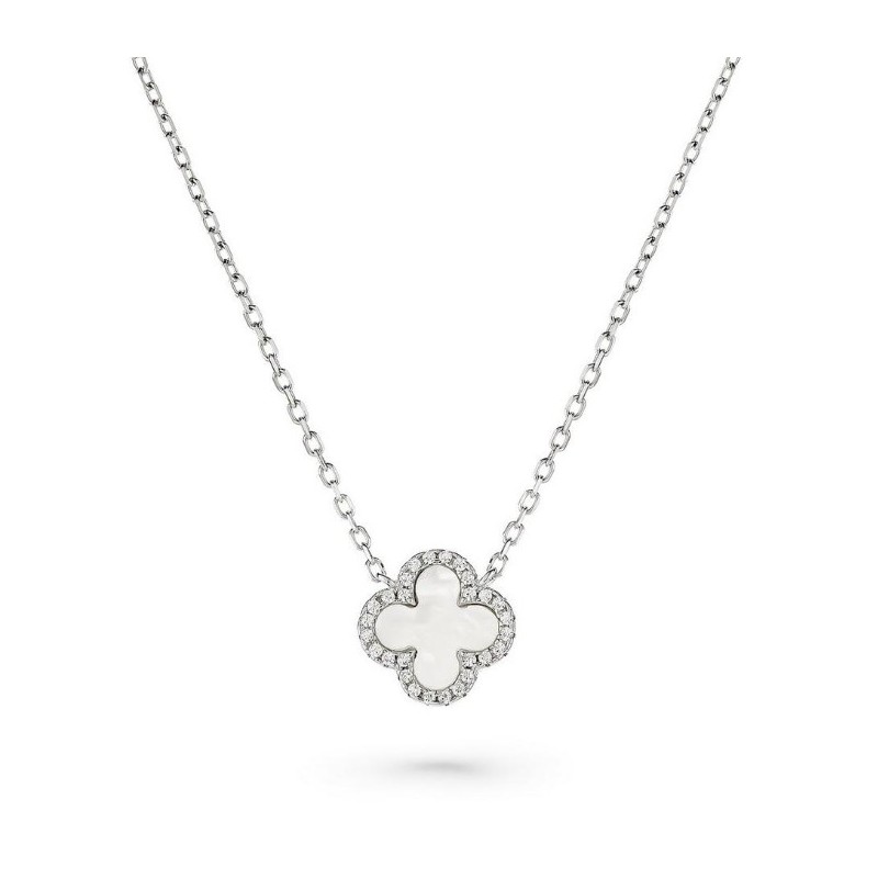 Fritillaria white Clover Necklace, High-end Gift, for Wife Gift