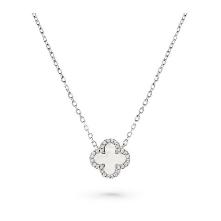 Fritillaria white Clover Necklace, High-end Gift, for Wife Gift