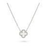 Fritillaria white Clover Necklace, High-end Gift, for Wife Gift