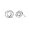 Silver Crystal Stone Double Circle Stud Earrings