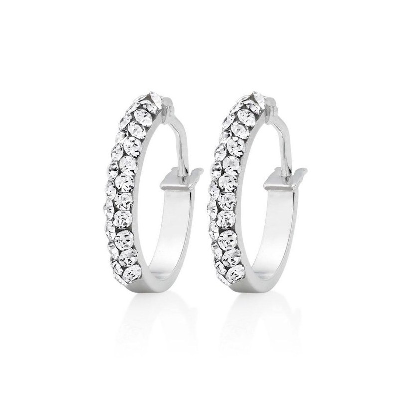 White Gold Crystal Hoop Earrings