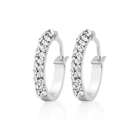 White Gold Crystal Hoop Earrings