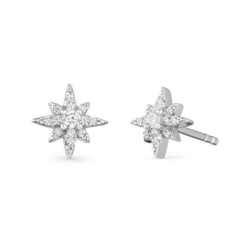 Silver Cubic Zirconia Star Stud Earrings