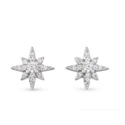 Silver Cubic Zirconia Star Stud Earrings