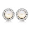 Silver Cubic Zirconia Freshwater Cultured Pearl Earrings