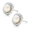 Silver Cubic Zirconia Freshwater Cultured Pearl Earrings