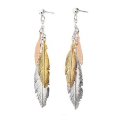 Silver, Rose Gold Plated and Gold Plated Feather Drop Earrings