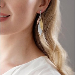 Silver, Rose Gold Plated and Gold Plated Feather Drop Earrings