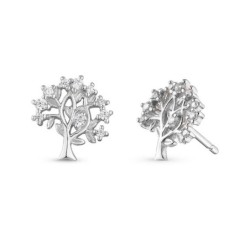 Silver Crystal Stone Earrings Tree Shaped Earrings