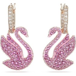 Swarovski Iconic Swan Crystal Earrings Jewelry,Pink Crystal